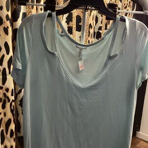 PINK Victoria's Secret Soft Seafoam open shoulder Tee - NWT